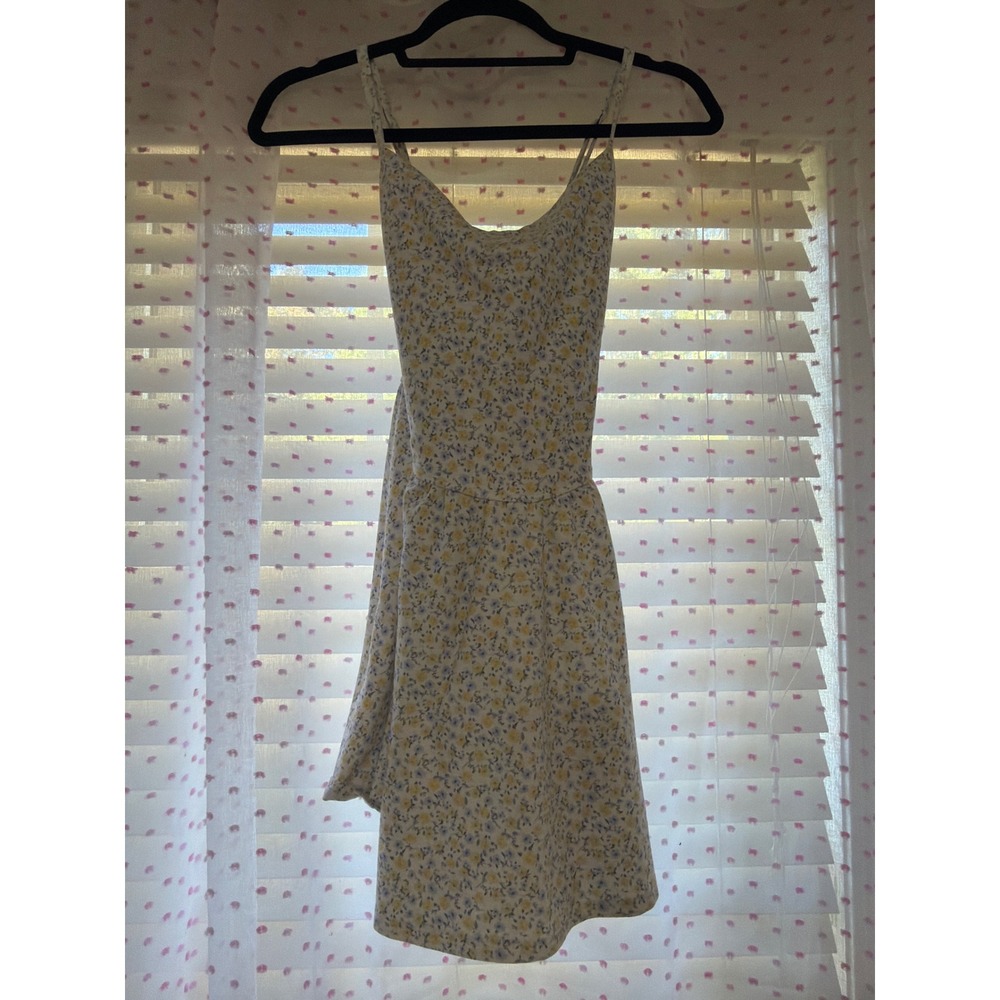 Gilly Hicks Floral Active Dress Yellow Blue White Sleeveless Skort Dress Large